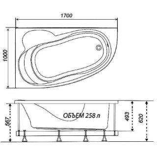 Акриловая ванна Triton Изабель Щ0000048747 170x100 см R белый